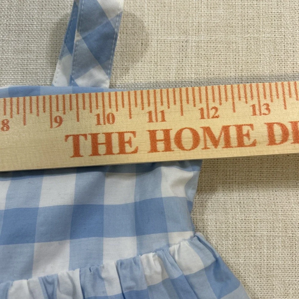 Tahari Sundress Girls 8 Gingham Blue White Tiered Bow Back Cottagecore‎